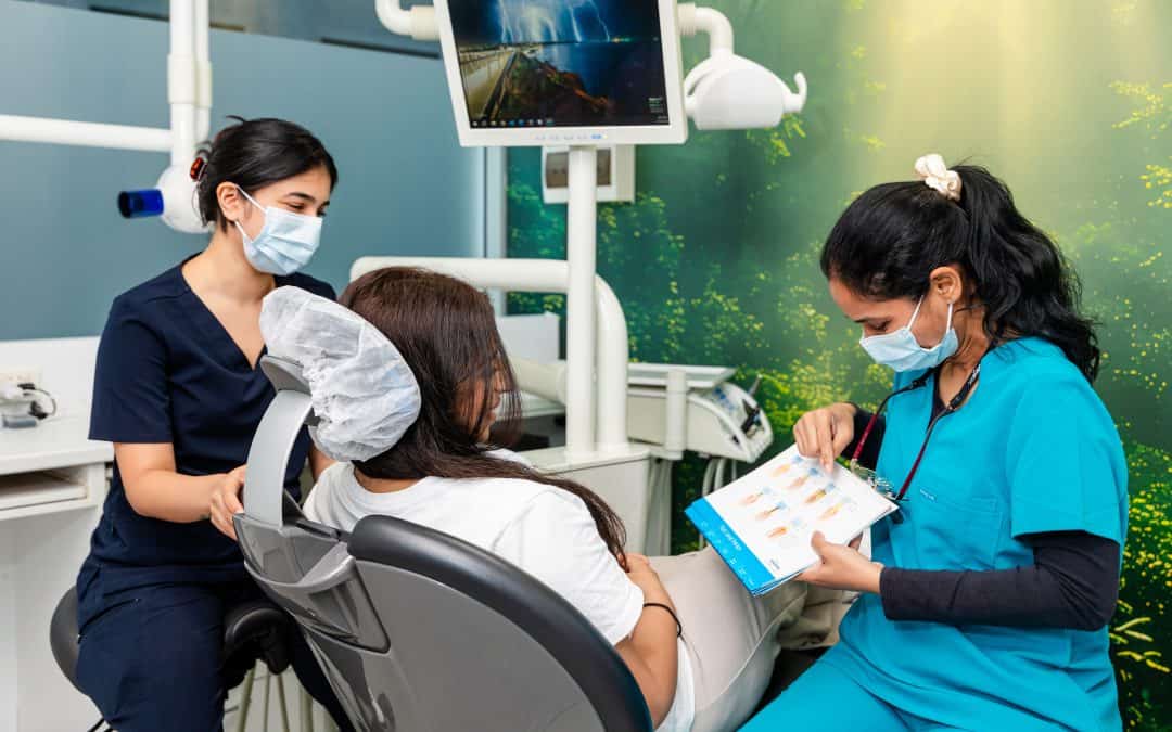 Patient discussing root canal treatment with a dentist in a modern North Sydney dental clinic
