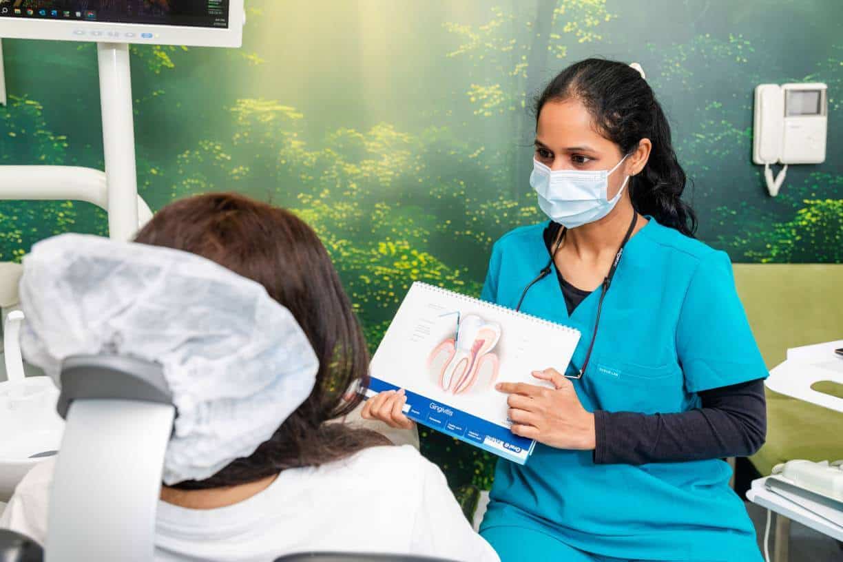 Patient receiving gum treatment consultation at a dental clinic in North Sydney